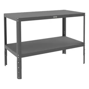 DURHAM MANUFACTURING MTA244836-1.5K295 Machine Table, Adjustable Height, 2 Shelf, Size 48 x 24 Inch, Gray | CF6LCG