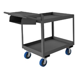DURHAM MANUFACTURING OPCP3FS-2436-2-6PU-95 Order Picking Cart With Push Handle, 2 Shelf With Lip, Size 24 x 36 Inch | CF6LEA