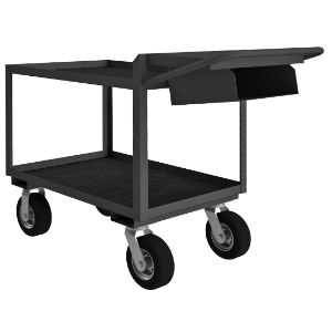 DURHAM MANUFACTURING OPCPFS-244838-2-RM-8PN-95 Order Picking Cart, 2 Shelf With Lip, Size 24 x 48 Inch, Gray | CF6LEF