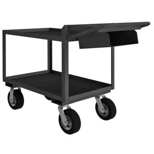 DURHAM MANUFACTURING OPCPFS-244838-2-RM-8PN-95 Order Picking Cart, 2 Shelf With Lip, Size 24 x 48 Inch, Gray | CF6LEF