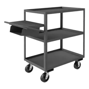 DURHAM MANUFACTURING OPCPFS-306048-3-6PH-95 Order Picking Cart, 3 Shelf With Lip, Size 30 x 60 Inch, Gray | CF6LEG