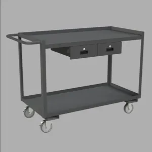 DURHAM MANUFACTURING RSC-2448-2-2DR-95 Stock Cart, 2 Shelf, 2 Drawer, Size 24-1/4 x 54-1/4 x 37-5/8 Inch | CF6LLR