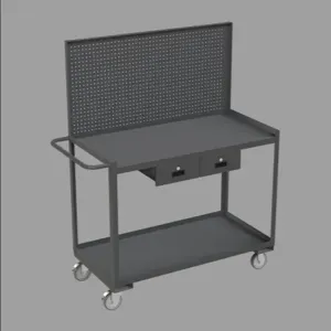 DURHAM MANUFACTURING RSC-2448-2-PB-2DR-95 Stock Cart, 2 Shelf, 2 Drawer, Pegboard, 24-1/4 x 54-1/4 x 64-1/8 | CF6LLV