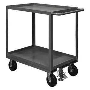 DURHAM MANUFACTURING RSC-3048-2-2.4K-ALU-FL-95 Stock Cart, 2 Shelf, Floor Lock, Size 30-1/4 x 54-1/4 x 39 Inch | CF6LMU