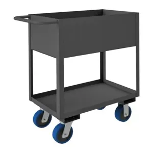 DURHAM MANUFACTURING RSC12-2436-2-3.6K-6PU-95 Stock Cart With High Lip, 2 Shelf, Size 24-1/4 x 42-1/4 x 39 Inch | CF6LPD