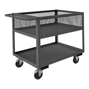 DURHAM MANUFACTURING RSC12-EX1830-2-5PO-95 Stock Cart With High Lip, 2 Shelf, Size 18-3/8 x 36-1/4 x 35-1/8 Inch | CF6LPH