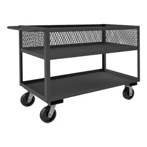 DURHAM MANUFACTURING RSC12-EX2448-2-3.6K-95 Stock Cart With High Lip, 2 Shelf, Size 24-3/8 x 54-1/4 x 36-1/2 Inch | CF6LPL