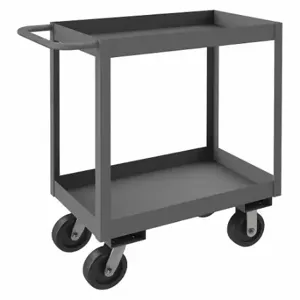 DURHAM MANUFACTURING RSC3-1830-2-3.6K-95 Stock Cart With High Lip, 2 Shelf, Size 18-1/4 x 36-1/4 x 39 Inch, Gray | CF6LPP