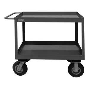 DURHAM MANUFACTURING RSC3-243636-2-8PN-95 Stock Cart With High Lip, 2 Shelf, Size 24-1/4 x 42-1/4 x 36 Inch, Gray | CF6LPX