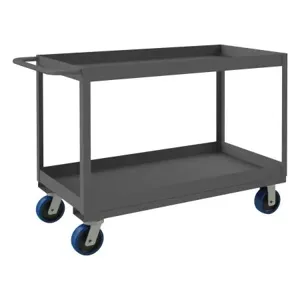 DURHAM MANUFACTURING RSC3-2448-2-3.6K-6PU-95 Stock Cart With High Lip, 2 Shelf, Size 24-1/4 x 54-1/4 x 37-5/8 Inch | CF6LPY