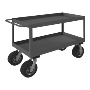 DURHAM MANUFACTURING RSC3-244836-2-10SPN-95 Stock Cart With High Lip, 2 Shelf, Size 24-1/4 x 54-1/4 x 36 Inch, Gray | CF6LQA