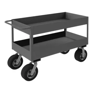 DURHAM MANUFACTURING RSC6-243636-2-10SPN-95 Stock Cart With Pneumatic Caster, 2 Shelf, Size 24-1/4 x 42-1/4 x 36 Inch | CF6LQH