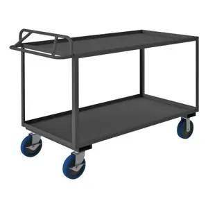 DURHAM MANUFACTURING RSCE-3060-2-3.6K-8PUSB-95 Stock Cart With Ergonomic Handle, 2 Shelf, Size 30-1/4 x 66-1/4 x 47-3/4 Inch | CF6LTB