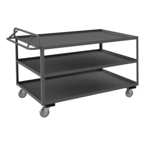 DURHAM MANUFACTURING RSCE-3660-3-95 Stock Cart With Ergonomic Handle, 3 Shelf, Size 36-1/4 x 66-1/4 x 43-3/8 Inch | CF6LTK