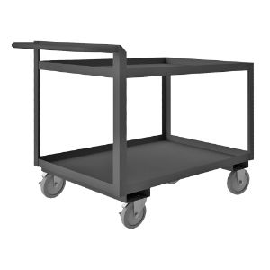 DURHAM MANUFACTURING RSCR-243036-ALU-5PU-95 Stock Cart With Raised Handle, 4 Shelf, Size 24-1/4 x 36-1/4 x 36 Inch | CF6LTQ
