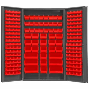 DURHAM MANUFACTURING SJC-BDLP-192-1795 Industrial Cabinet, 14 Gauge, 192 Bin, Height 78 Inch, Red | AH6RWY 36FC85