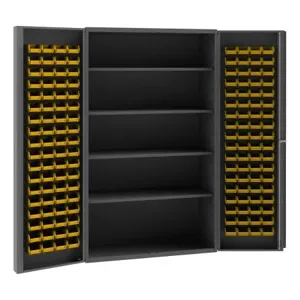 DURHAM MANUFACTURING SJC-DLP-144-4S-95 Cabinet, 4 Shelf, 144 Yellow Bin, Size 48 x 24 x 84 Inch | CF6LVF