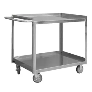 DURHAM MANUFACTURING SRSC1618242FLD5PU Stock Cart, 2 Shelf, Size 18-1/8 x 30-7/16 x 35 Inch, Stainless Steel | CF6LVQ