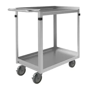 DURHAM MANUFACTURING SRSC1618302FLD5PU Stock Cart, 2 Shelf, Size 18-1/8 x 36-7/16 x 37 Inch, Stainless Steel | CF6LVR