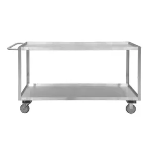 DURHAM MANUFACTURING SRSC1630602ALU5PUS Stock Cart, 2 Shelf, Size 30-1/8 x 66 x 35 Inch, Stainless Steel | CF6LWE