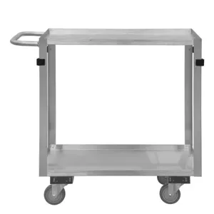 DURHAM MANUFACTURING SRSC2016302ALU4PU Stock Cart, 2 Shelf, Size 16-3/4 x 36-7/16 x 34 Inch, Stainless Steel | CF6LWH