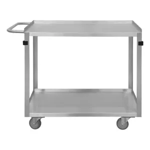 DURHAM MANUFACTURING SRSC2022362FLD4PU Stock Cart, 2 Shelf, Size 22-1/2 x 42-7/16 x 34 Inch, Stainless Steel, Gray | CF6LWM