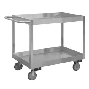 DURHAM MANUFACTURING SRSC31618302ALU5PUS Stock Cart, 2 Shelf, Size 18-1/8 x 36 x 35 Inch, Stainless Steel | CF6LWR