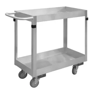 DURHAM MANUFACTURING SRSC32016302ALU4PU Stock Cart, 2 Shelf, Size 16 x 36-7/16 x 34 Inch, Stainless Steel | CF6LWU