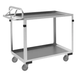 DURHAM MANUFACTURING SRSCE2022362ALU4PU Stock Cart With Ergonomic Handle, 2 Shelf, Size 22-1/2 x 42-7/16 x 36-1/2 Inch | CF6LWV