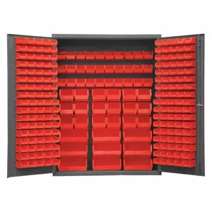 DURHAM MANUFACTURING SSC-227-NL-1795 Cabinet, 227 Red Bin, 14 Gauge, Size 60 x 24 x 78 Inch | CF6LWY