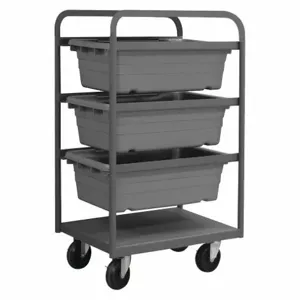 DURHAM MANUFACTURING TBR-183042-3-5PO-95 Tub Rack With Bottom Shelf, 3 Gray Bin, Size 18-3/4 x 26 x 42 Inch | CF6LXJ