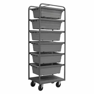 DURHAM MANUFACTURING TBR-183072-6-5PO-95 Tub Rack With Bottom Shelf, 6 Gray Bin, Size 18-3/4 x 26 x 73-3/4 Inch | CF6LXK