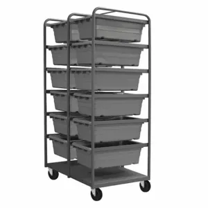 DURHAM MANUFACTURING TBR-303672-12-5PO-95 Tub Rack With Bottom Shelf, 12 Gray Bin, Size 36-13/16 x 26 x 73-3/4 Inch | CF6LXM