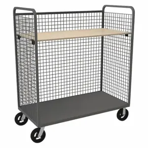 DURHAM MANUFACTURING W3ST-306068-1AS-8MR95 Wire Cart, 1 Adjustable Shelf, Size 30 x 60 x 68-9/16 Inch, Gray | CF6LXY