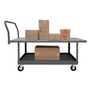 DURHAM MANUFACTURING WHPT24485MR95 Platform Truck With Push Handle, Work Height, 2 Shelf, Size 24 x 48 Inch | CF6LYK