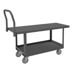 DURHAM MANUFACTURING WHPT30485PU95 Platform Truck, Work Height, 2 Shelf, Capacity 1400 Lbs, Size 30 x 48 Inch | CF6LYN