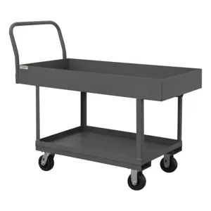 DURHAM MANUFACTURING WHPT624485PH95 Platform Truck, Work Height, 2 Shelf, Capacity 2000 Lbs, Size 24 x 48 Inch, Gray | CF6LYV