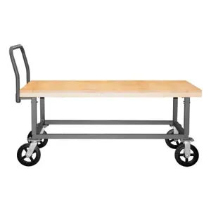 DURHAM MANUFACTURING WHPTA-WD-2448-8MR-95 Platform Truck, Adjustable Height, Wood Deck, Size 24 x 48 Inch | CF6LYX