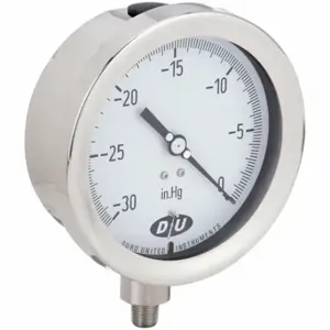 DURO 4.2070113E7 Industrial Vacuum Gauge, 30 to 0 Inch Size Hg, 4 1/2 Inch Size Dial | CP3XZD 442Y03