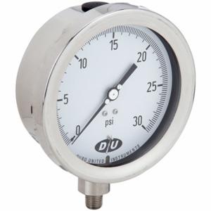 DURO 4.2070313E7 Industrial Pressure Gauge, 0 to 30 psi, 4 1/2 Inch Size Dial, 1/4 Inch Size NPT Male | CP3XYD 442Y07