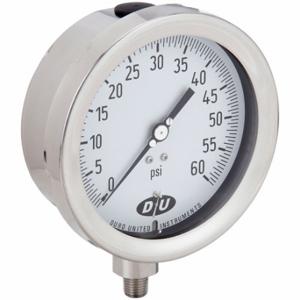 DURO 4.2070413E7 Industrial Pressure Gauge, 0 to 60 psi, 4 1/2 Inch Size Dial, 1/4 Inch Size NPT Male | CP3XYG 442Y08