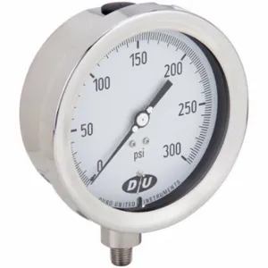 DURO 4.2070813E7 Industrial Pressure Gauge, 0 to 300 psi, 4 1/2 Inch Size Dial, 1/4 Inch Size NPT Male | CP3XYE 442Y12