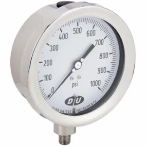 DURO 4.2071313E7 Industrial Pressure Gauge, 0 to 1000 PSI, 4 1/2 Inch Size Dial, 1/4 Inch Size NPT Male | CP3XXZ 442Y18