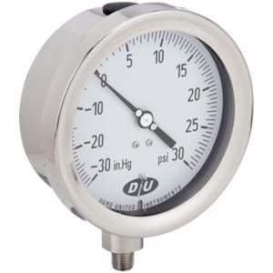 DURO 4.2072213E7 Industrial Compound Gauge, 30 to 0 to 30 Inch Size Hg/psi, 4 1/2 Inch Size Dial | CP3XXQ 442Y04