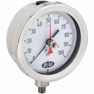 DURO 42070513-MAXHAND Industrie-Manometer, mit rotem Max-Zeiger, 0 bis 100 psi, 4 1/2 Zoll großes Zifferblatt | CP3XYU 442Y20