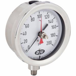 DURO 42070713-MAXHAND Industrie-Manometer, mit rotem Max-Zeiger, 0 bis 200 psi, 4 1/2 Zoll großes Zifferblatt | CP3XYV 442Y22