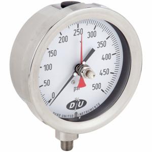 DURO 42071013-MAXHAND Industrie-Manometer, mit rotem Max-Zeiger, 0 bis 500 psi, 4 1/2 Zoll großes Zifferblatt | CR2ZXM 442Y24