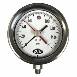 DURO 42071313-MAXHAND Industrie-Manometer, mit rotem Max-Zeiger, 0 bis 1000 psi, 4 1/2 Zoll großes Zifferblatt | CP3XYT 442Y26