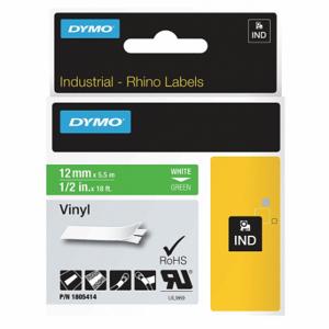 DYMO 1805414 Continuous Label Roll Cartridge, 1/2 Inch X 18 Ft, Halogen Free Vinyl, White On Green | CR2ZXY 13A917
