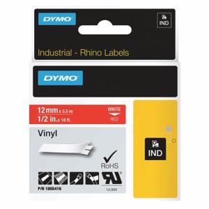 DYMO 1805416 Endlos-Etikettenrollenkartusche, 1/2 Zoll x 18 Fuß, halogenfreies Vinyl, Weiß auf Rot | CR2ZXZ 13A915